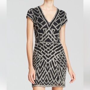 Parker Black and Silver Beaded Mini Dress